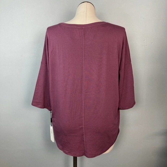 𝅺calvin Klein Performance Cabernet Logo Stretch 3/4 Sleeve Dolman Top Plus 1X - Picture 3 of 12